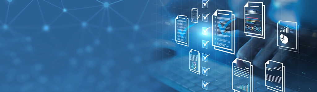 Construction executive analyzing marketing data dashboard